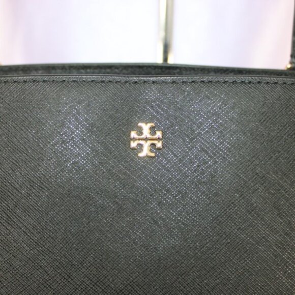 Tory Burch Black Saffiano Leather Tote Shoulder Bag Crossbody Strap - Picture 6 of 10